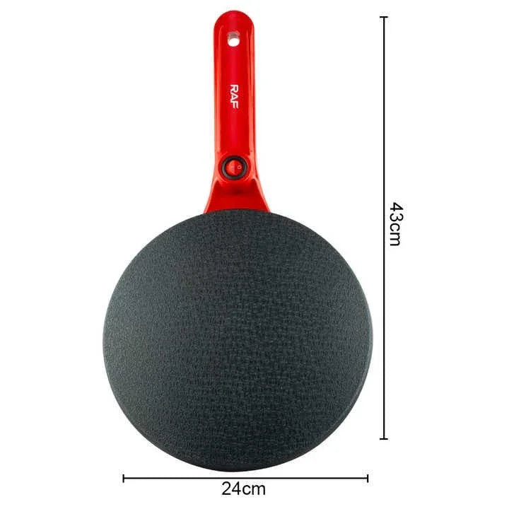 Non-stick round frying pan with red handle, 43cm length, 24cm diameter