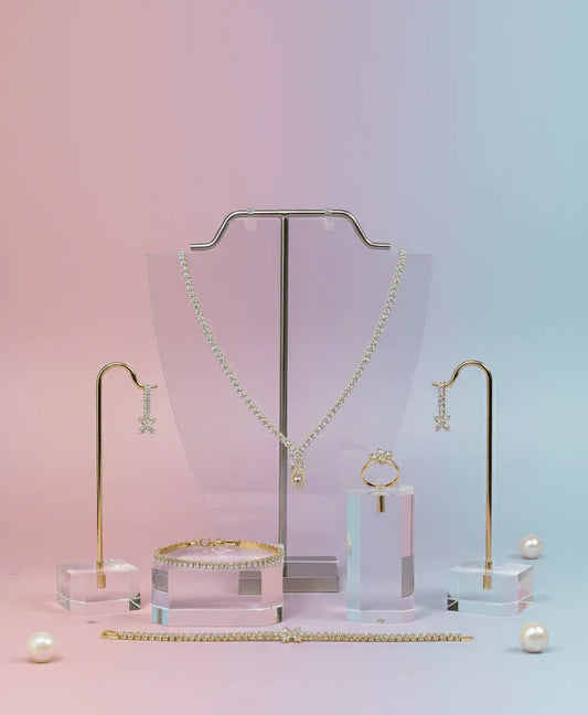 Floral Crystal Pendant Jewelry Set